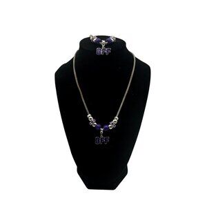 Best Friend Purple Charm Necklace & Bracelet Set Girls Gift